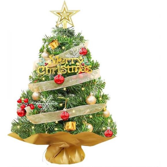 Tabletop Christmas Tree with Lights 2ft/24in/60cm mini artificial Christmas tree - Picture 7 of 7